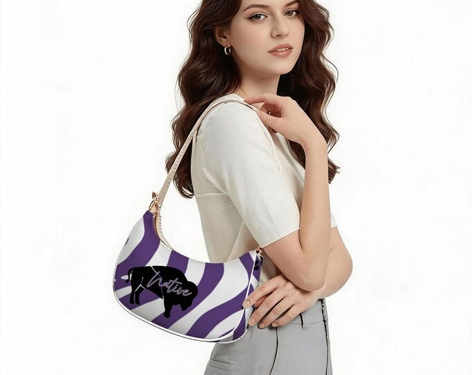 Purple White Zebra Pattern Bison Innii Shoulder Native Bag