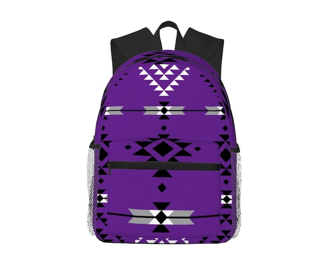 Purple Oxford Backpack with Changeable Pocket Pattern | Tribal Pattern