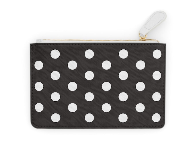 Black | White Large Polka Dot Mini Clutch Zipper Wallet