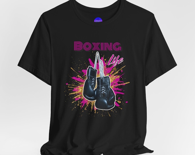 Boxing Life Gloves Magenta Graphics Tee Unisex Jersey Short Sleeve White, Black, Pink or Green