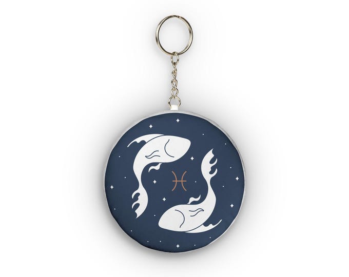Pisces Koi Fish Zodiac Custom Shape Mini Plush Keychain | Astrological Charm