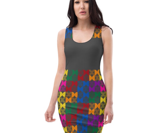 Rainbow Geometric on Gray Sublimation Cut & Sew Dress