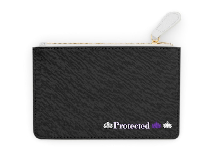 Protected lotus design Mini Clutch Wallet | small zipper pouch, minimalist accessory