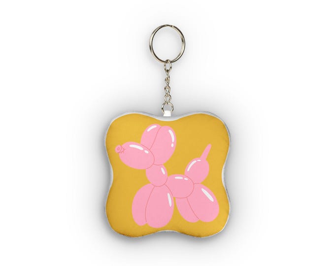 Pink Balloon Dog Custom Shape Mini Plush Keychain | Cute Plush Charm