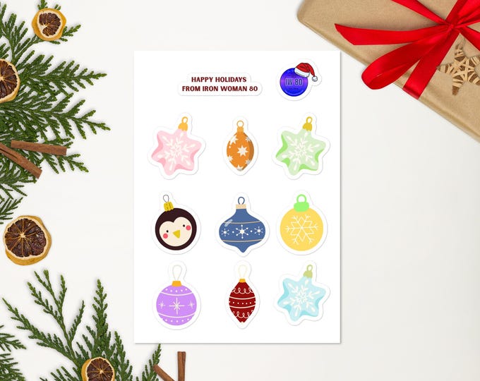 Assorted Christmas Ornaments Sticker sheet