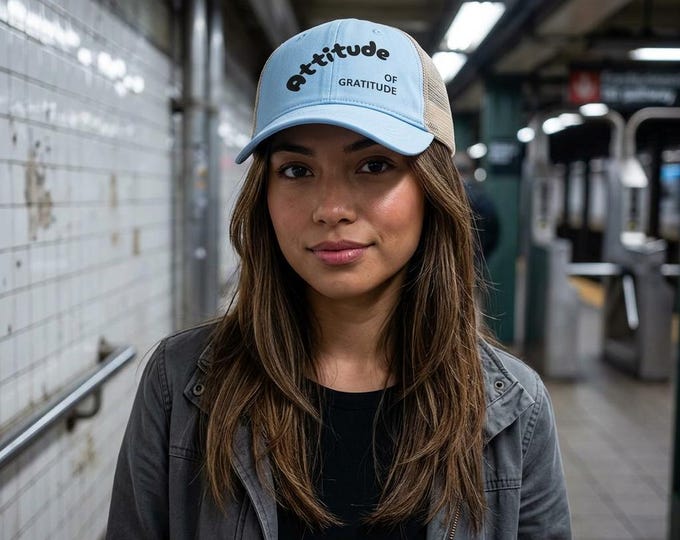 Attitude of Gratitude Women's Washed Mesh-Back Cap | Positive Mindset and Growth