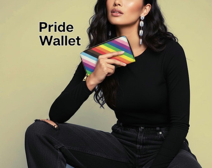 Diagonal Pride Progress Rainbow Zipper Wallet | Inclusive Stripe Wallet