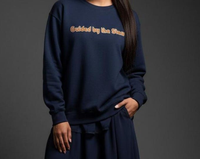 Guided by the Stars text The Star Tarot Crewneck Sweatshirt | celestial, retro script