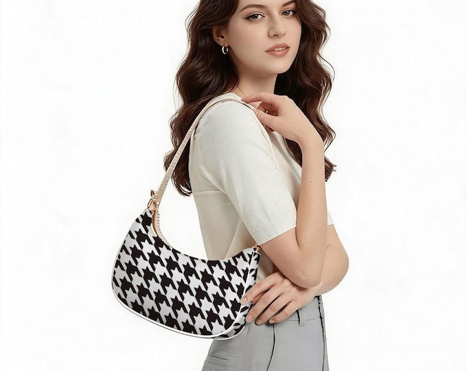 Black White Houndstooth Shoulder Bag
