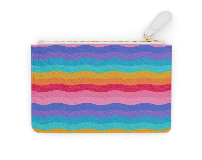 Rainbow Wavy Stripes Clutch | Colorful Stripe Pattern Mini Purse