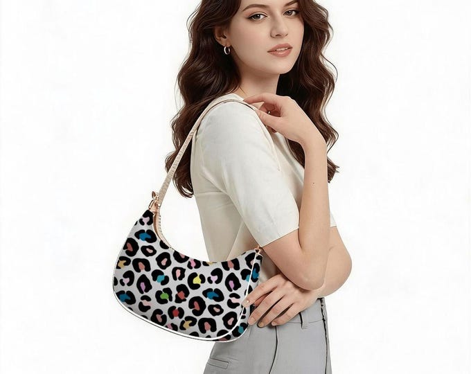 Rainbow Leopard Print Shoulder Bag