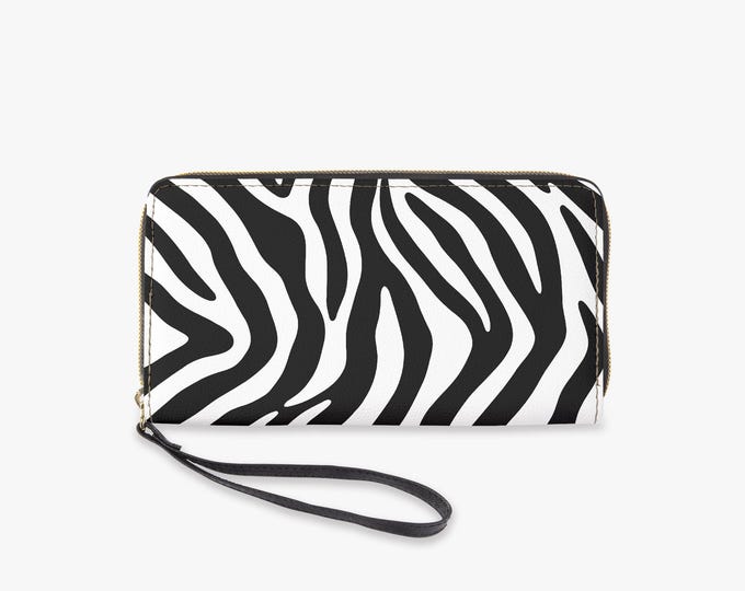 Zebra Pattern Black White Wristlet Clutch Wallet