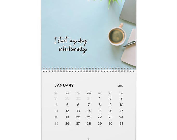 Grounded in Coffee Productivity Wall Calendar 2026 | Inspirational Monthly Office Calendar