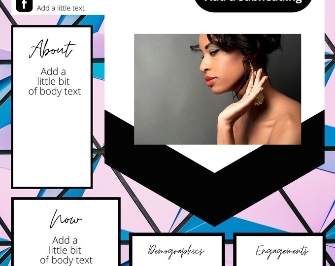 Geometric themed 3 page media kit template