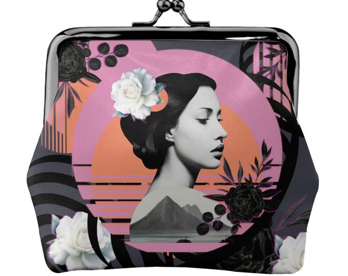 Buffalo Gray Clean Girl Minimalist Women's Leather Kiss Lock Coin Purse