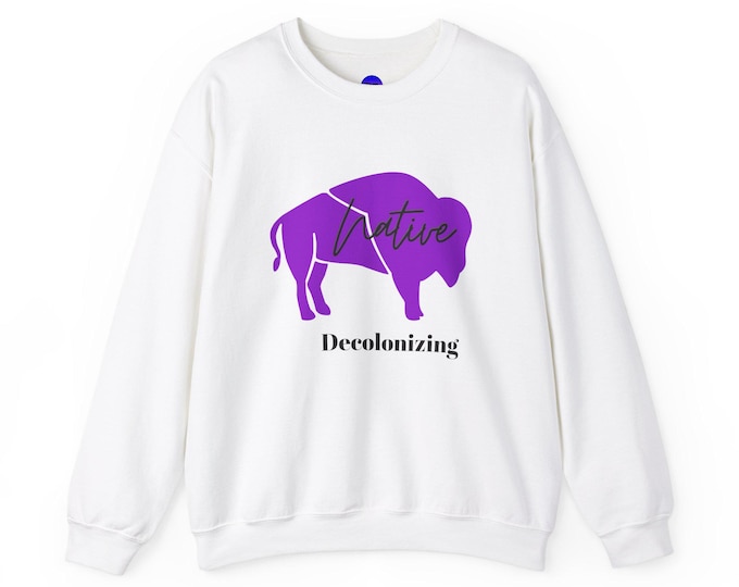 Purple Native Bison Sweatshirt | Unisex Black, White, or Charcoal Crewneck | Indigenous Design | Cozy Winter Wear | Native Pride