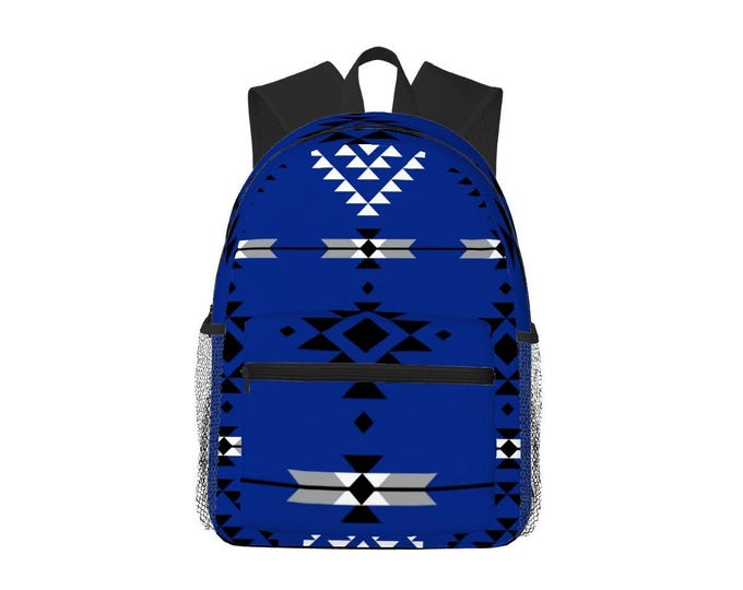 Cobalt Oxford Backpack – Tribal Pattern