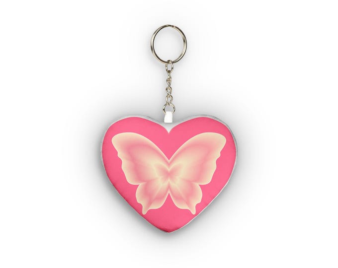 Pink Heart Butterfly plush keychain | Custom Shape Mini Plush Keychain