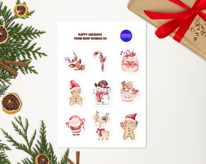 Gingerbread Santa Claus and Rudoph Holiday Sticker sheet