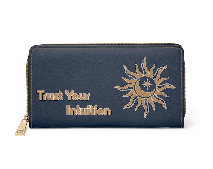 Trust Your Intuition The Moon Tarot zipper wallet | Sun Moon Celestial Design