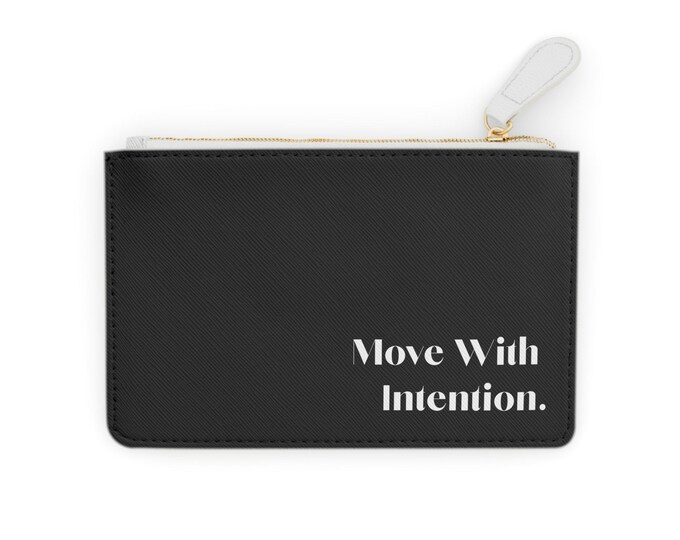 Move With Intention Mini Clutch Bag | Black Motivational Wallet