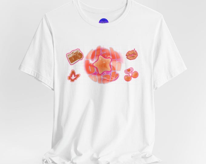 Y2K Star Donut and Pastry Icons T-Shirt | Cute Pink Bakery Illustration