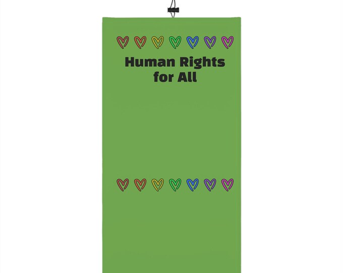 Human Rights for All neck gaiter | Winter drawstring neckwarmer, rainbow hearts