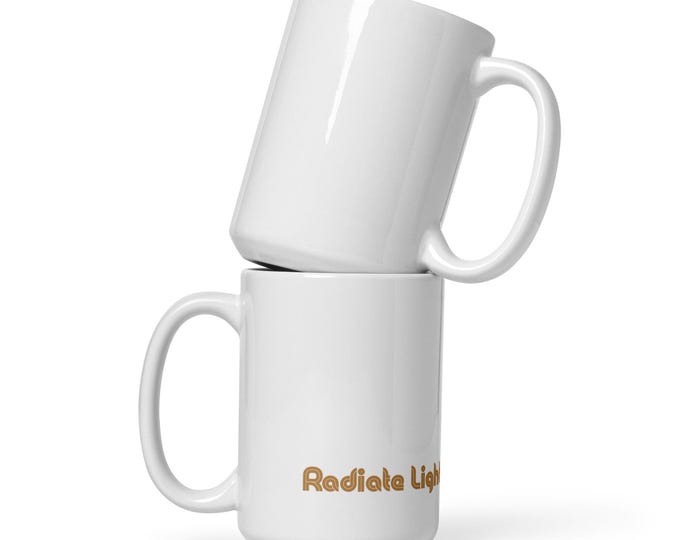 Radiate Light text The Sun Tarot White glossy mug