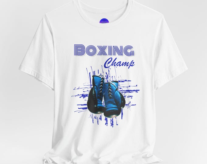 Boxing Champ Gloves Blue Graphics Tee Unisex Jersey Short Sleeve White, Black or Gray