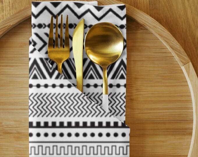 Black and White Native Print Dinner Napkins