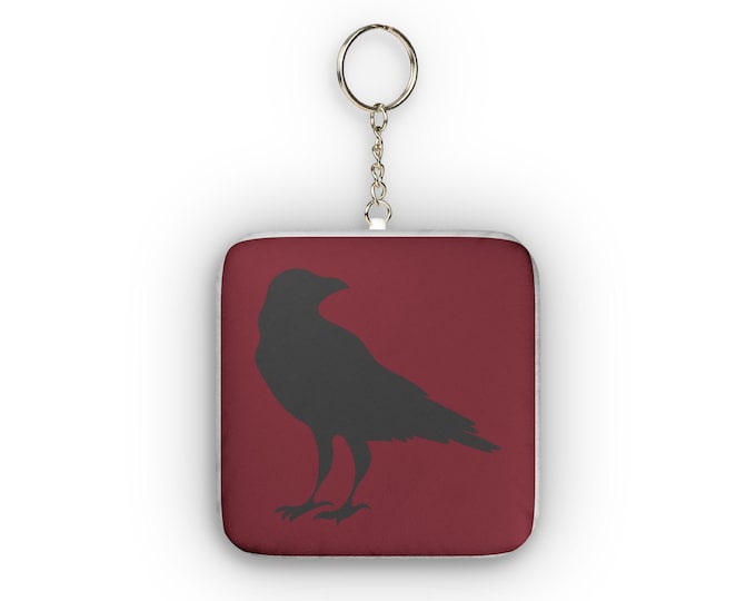 Black Crow Silhouette Custom Shape Mini Plush Keychain | Raven Charm