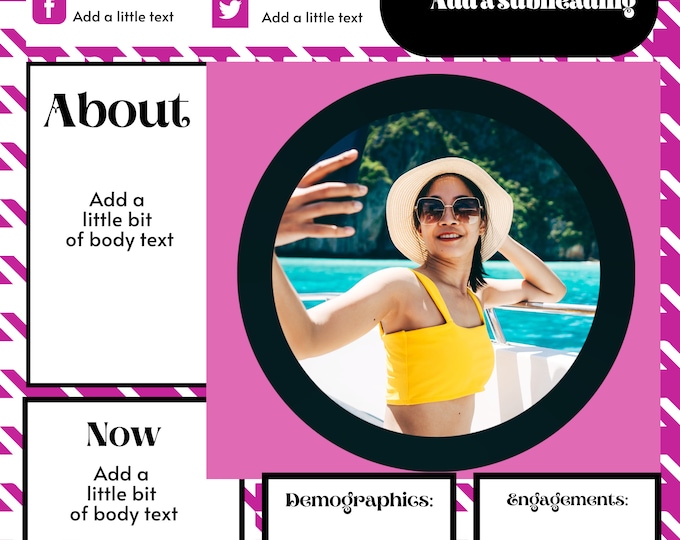 Pink and Black 3 Page Media Kit Influencer Ambassador TikTok IG Facebook Template