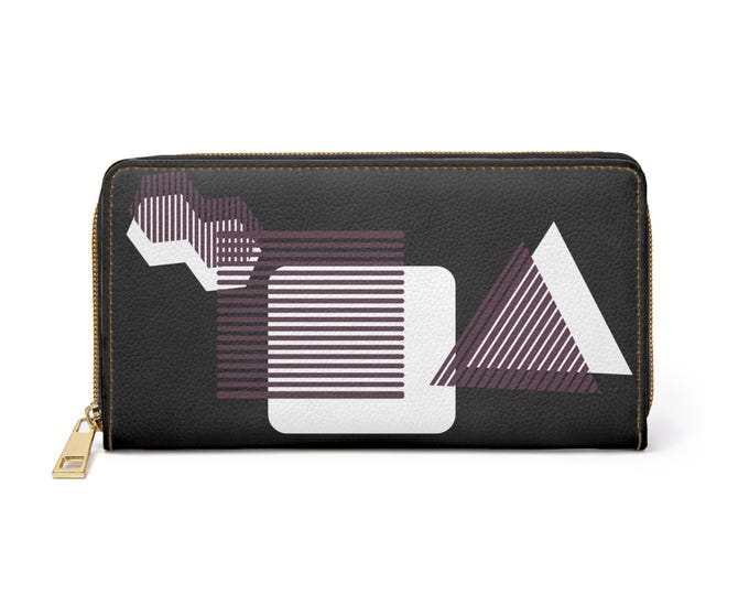 Geometric Line Shapes Zipper Wallet | Abstract Minimalist Pattern