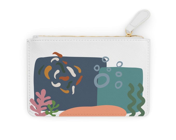 Abstract Underwater Coral Mini Clutch Bag | Ocean Scene Design