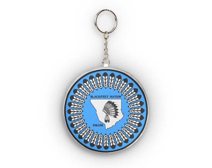 Blackfeet Nation Flag Silhouette Custom Shape Mini Plush Keychain
