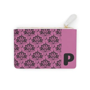 Mini pochette succulentes roses et noires Initial P-Initial-Initial P
