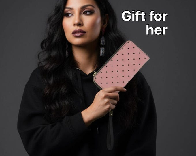 Polka Dots Featherlight Pink Clutch Wallet Wristlet