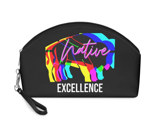 Vibrant Native Excellence Makeup Bag | Cosmetic Pouch, Travel Organizer, Gift for Makeup Lovers, Colorful Toiletry Bag