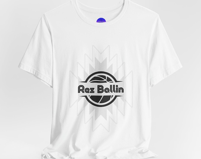 Rez Ballin Graphics Tee Unisex Jersey Short Sleeve White or Blue