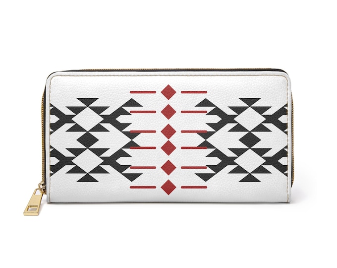 White, Red and Black Warrior Womens, Zippered Wallet