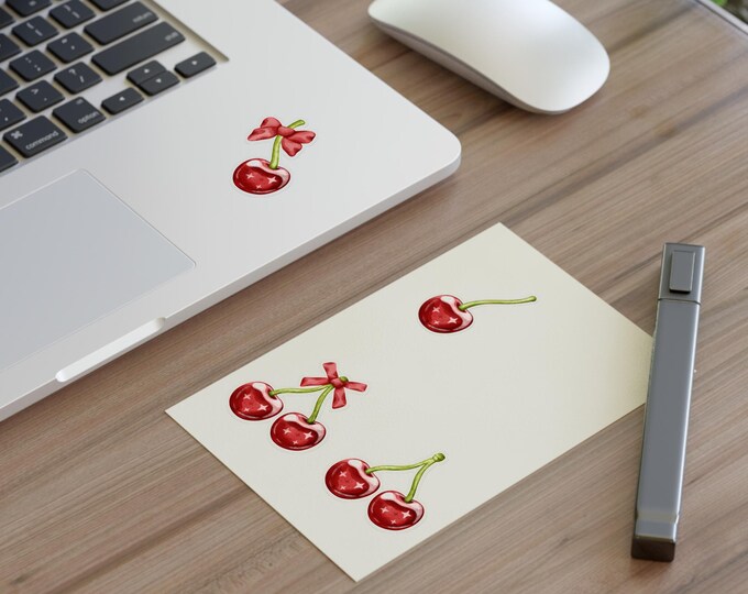 Cherry Blossom Sticker Sheets, Cute Fruit Stickers for Journals, Scrapbooking, Planner Decor, Gifts for Friends, Cherry Aesthetic