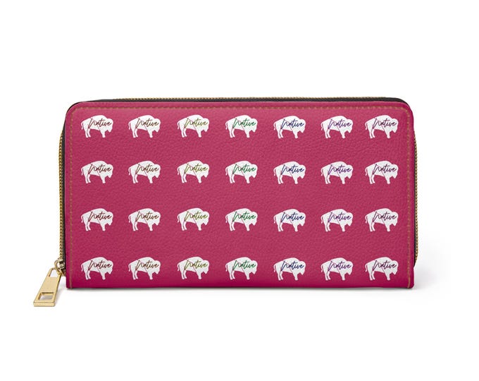 Native White Buffalo Innii in Chokecherry Bloom Zipper Wallet