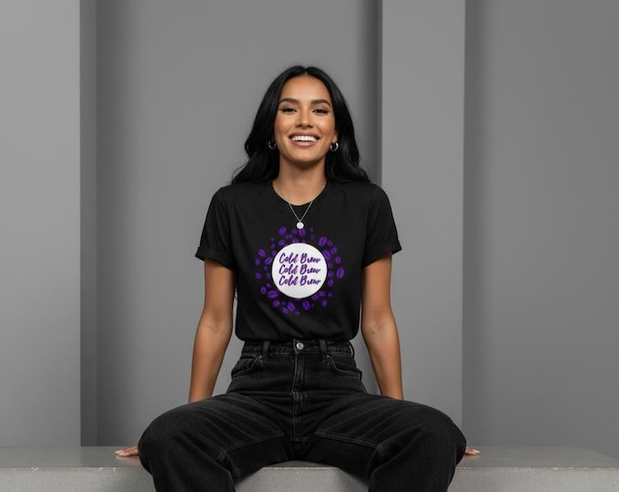 Purple Cold Brew Graphic Tee: Unisex Cotton Coffee Shirt