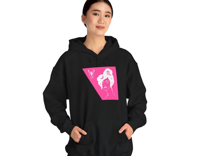 Black and Pink, Astrological Sign Scorpio, Unisex Heavy Blend™ Hooded Sweatshirt