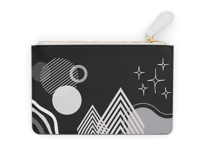 Monochrome Geometric Abstract Mini Clutch Bag | Stars & Shapes