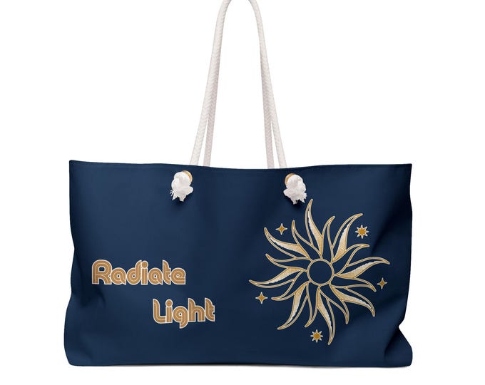 Radiate Light The Sun Tarot Design Weekender Bag | Nautical Navy Tote