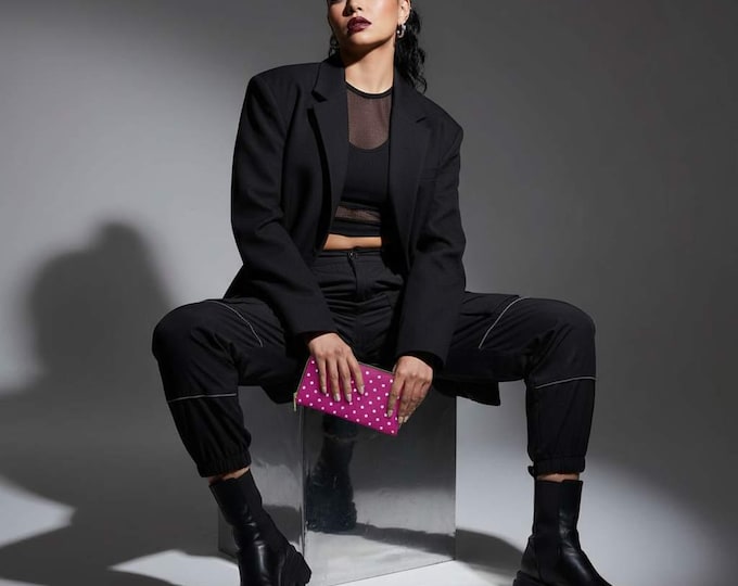 Magenta Polka Dot Zipper Wallet | White Dots, Chic Pattern