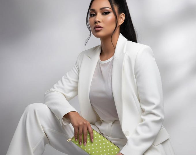 Lime Polka Dot Zipper Wallet | White Dots, Chic Pattern