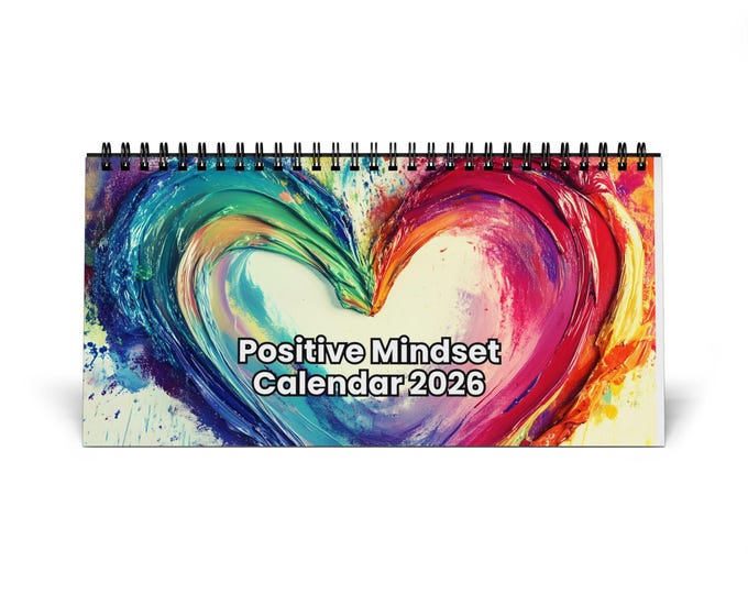 Positive Mindset Calendar 2026 Desktop Calendar | Motivational Quote Paint Stroke Desk Calendar
