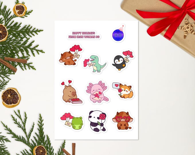 Cute Valentine Animals Sticker sheet